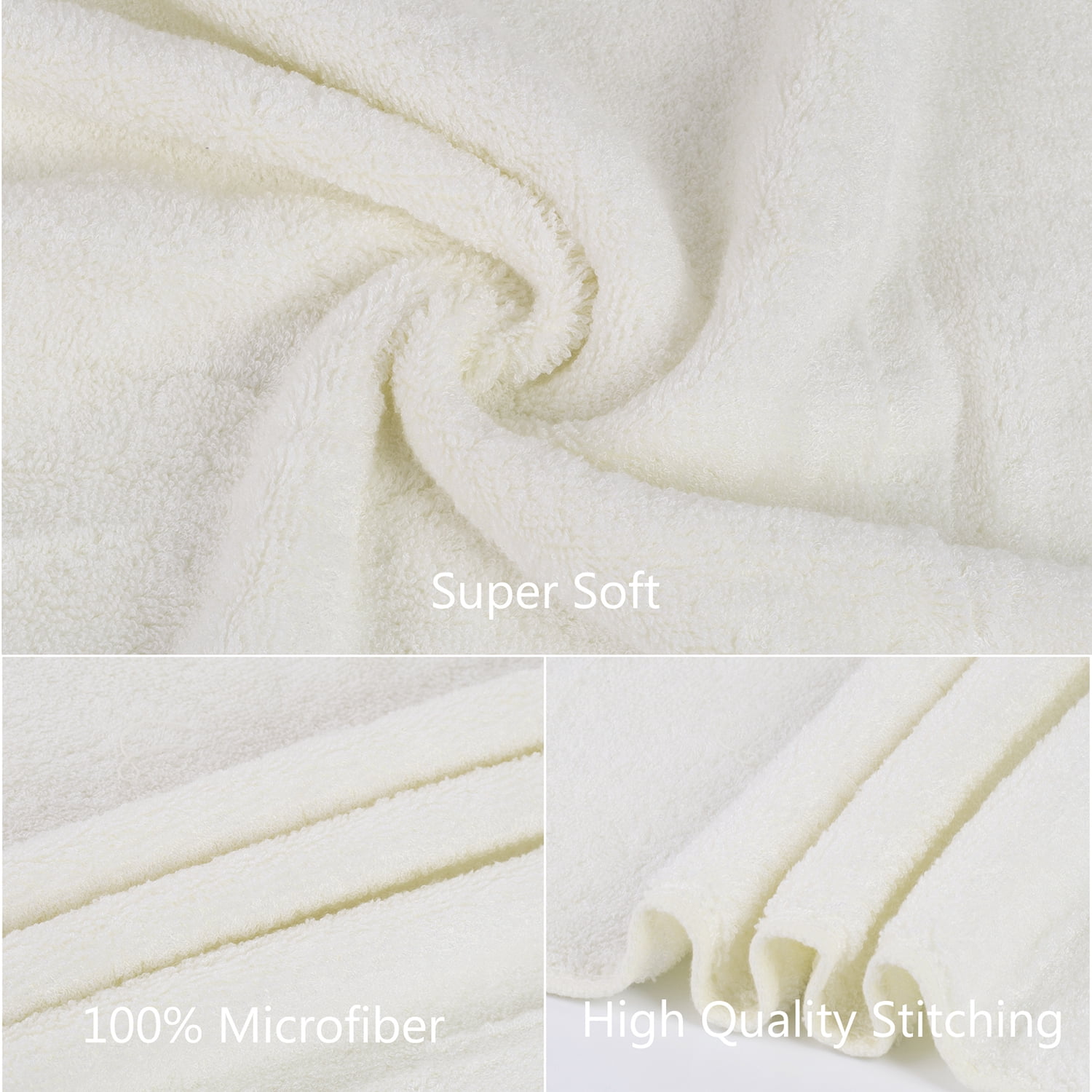 JML 2 Piece Bamboo Bath Towels(27"x55") Antibacterial and Hypoallergenic, Soft and Absorbent,Beige