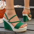 thumbnail image 1 of Hinvhai Sandales Espadrilles à Plateforme Compensée pour Femmes à Bout Ouvert, Sandales Compensées à Brides Croisées Sandales Espadrilles d'Été à Plateforme Vert Armée 7(39), 1 of 8