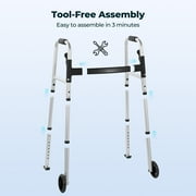 Naipo Folding Walkers for Seniors,Lightweight Mobility Walker with Trigger Release and Glide Skis,Silver