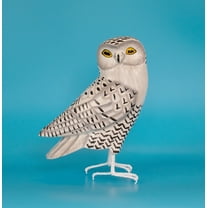 G6 COLLECTION Handmade Wooden Snowy Owl Figurine – Hand Carved Bird Sculpture, Winter Woodland Decor Accent – Snowy Owl