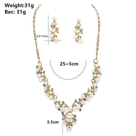 Xihbxyly Conjunto de Joyería para Dama de Honor con Collar y Pendientes Cortos de Perlas y Diamantes de Imitación