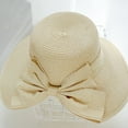 thumbnail image 4 of 56-60cm hat circumference women's straw hat sunshade sunscreen outdoor travel bow beach hat-Beige, 4 of 6