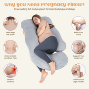 Cshidworld U-Shaped Ergonomic Full Body Pregnancy Pillow for Side Sleeper, Gray