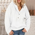 thumbnail image 2 of FYEGRE Commute to Work Women's Hooded Sweatshirt Women's Solid Color Casual Hooded Sweatshirt Thick Warm Pullover Long Sleeve Blouse Top for Everyday Comfort White XL, 2 of 7