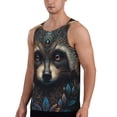 thumbnail image 2 of KLL Tribal Style Raccoon Print Men's Muscle Gym Workout Stringer Tank Tops Bodybuilding Fitness T-Shirts Tank Tops Men-Large, 2 of 7