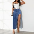 thumbnail image 6 of Women Fashionable Design High Slit Spring And Summer Washed Solid Color Mid Length Skirt Denim Skirt Long Stilt Pants Pants for Women Size 20 on Jean Leggings Jean Pants for Women Denim Knit Leggings, 6 of 6