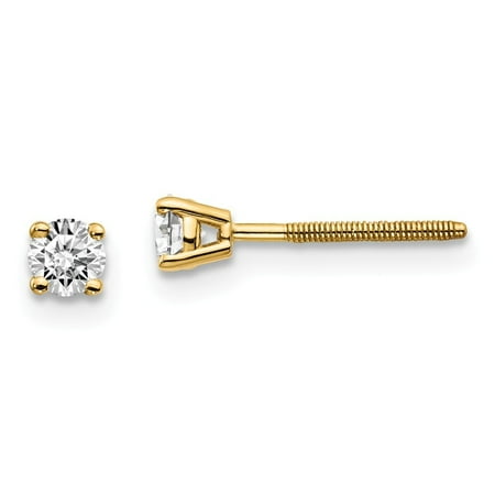 Roy Rose Jewelry 14K Yellow Gold 1/4-Carat SI3 G-I Diamond Stud Thread on/off Post Earrings