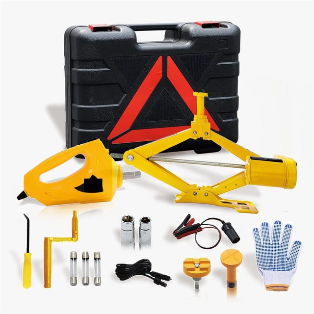 Electric Car Jack 12V 3 In 1 3Ton Automotive Lifting Machine Set With Impact Wrench Air Pump Tire Repair Lift Tools ,Robust Construction