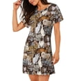 thumbnail image 2 of Fotbe Cut Cats Bata de Dormir para Mujer con Estampado, Camisón de Algodón de Manga Corta, Ropa de Dormir Casual, 2 of 6