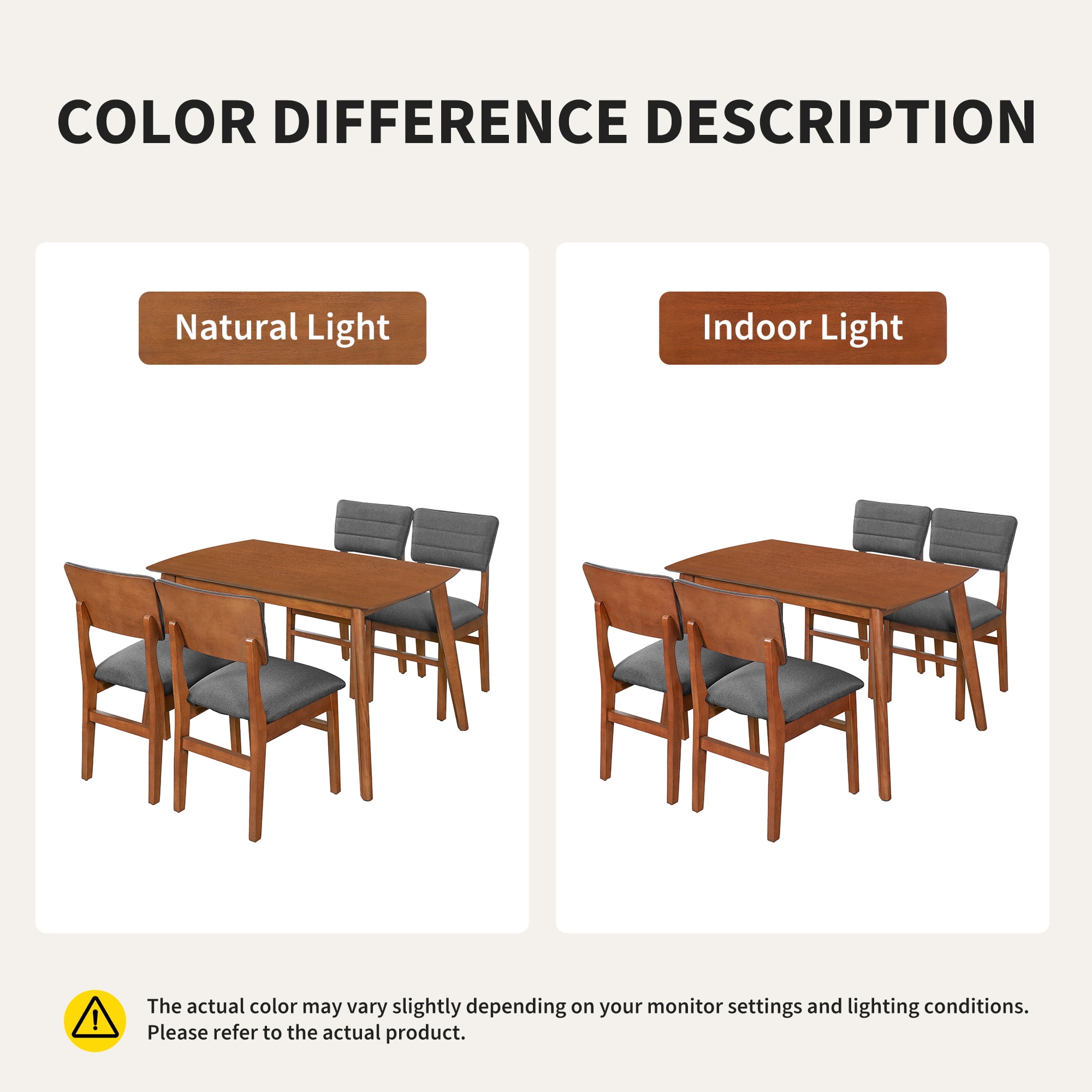 Modern Dining Table, Solid Wood Kitchen & Dining Room Table for 4, Minimalist Table for Dining Room, Rectangular Dinette Table