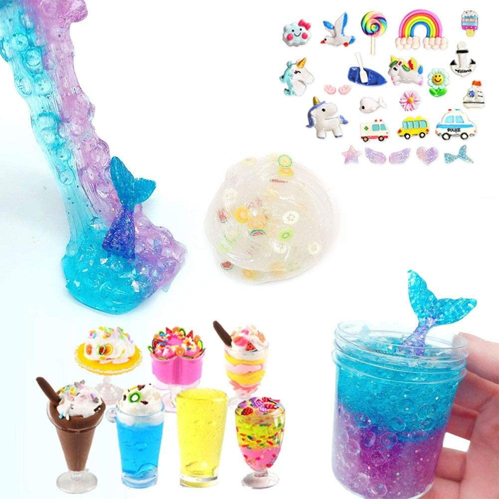 Kids Art Craft Slime Supplies Slime Making Kit for Girls Boys Crystal Clear Slime Glitter Slime Kit Unicorn Slime Charms