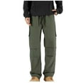 thumbnail image 1 of Amzcrzy Cargo Pants for Men Men's Fashion Casual Solid Color Pockets Elastic Rope Casual Pants Men's Pants Men's Cargo Pants Pants for Men Men's Clothing Slacks for Men, 1 of 4