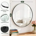 thumbnail image 2 of 24 Inch Black Round Wall Mirror with Metal Frame, Bathroom Round Mirror for Over Sink, Bathroom, Entryway, Bedroom, Vanity, 2 of 7