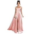 thumbnail image 1 of Vestido de fiesta Stylefun 2025 Satin A Line con bolsillos rosa para mujer, 1 of 7