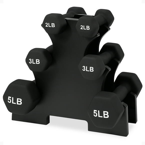 BalanceFrom 20 lb Neoprene Coated Iron Dumbbell Hex Weights Set with Stand, Black