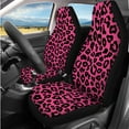 thumbnail image 2 of Jeiento Pink Leopard Print Car Seat Cover Set with Steering Wheel Cover Seat Belt Strap Pads Cup Holder Armrest Cover Pad Headrest Covers, 14 Piece, 2 of 7