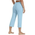 thumbnail image 5 of Mohiass Capri Pants for Women, Summer Casual Pull On Womens Capris, Women's Casual Pants & Capris, Ladies Capris with Pockets Light Blue S, 5 of 5