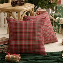 Lapalife 2PCS Square Christmas Pillow Covers 18 x 18 Inches Scottish Tartan Plaid Cushion Cover Throw Pillow Case Home Decoration