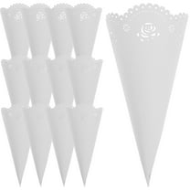 DRAFIDEEP 20Pcs White Paper Confetti Holders Hollow Cones for Wedding Party Decorations