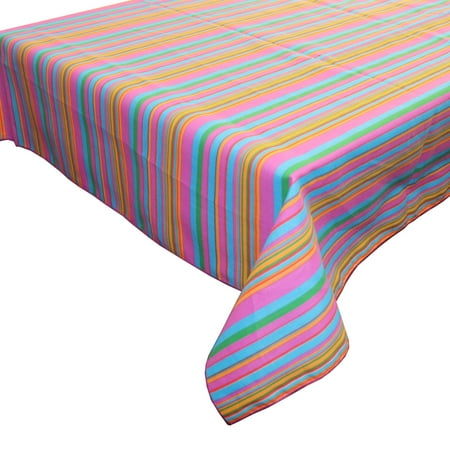 

Cotton Tablecloth Stripes Print / Multi Stripe Purple Blue