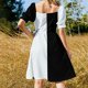 thumbnail image 5 of Vestido de cóctel de manga corta mitad negro mitad blanco, 5 of 7