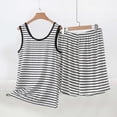 thumbnail image 2 of Two Piece Sets for Women Fashion Stripe Lounge Short Sets Tank Round Neck Sleeveless Casual Pullover Sweatsuit, 2 of 5
