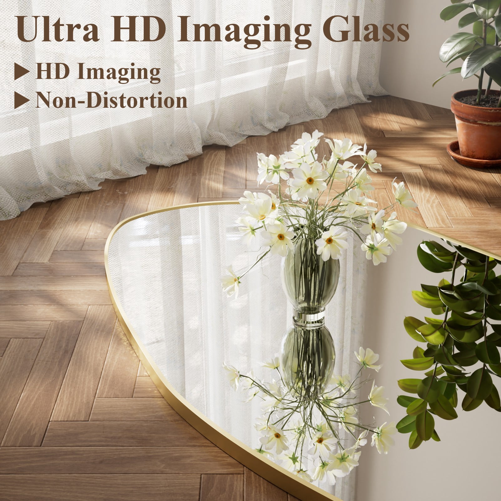 SHATTERVIEW 67"x24" Full Length Mirror Floor Mirror Irregular Decorative Wall-Mounted Mirror, Gold