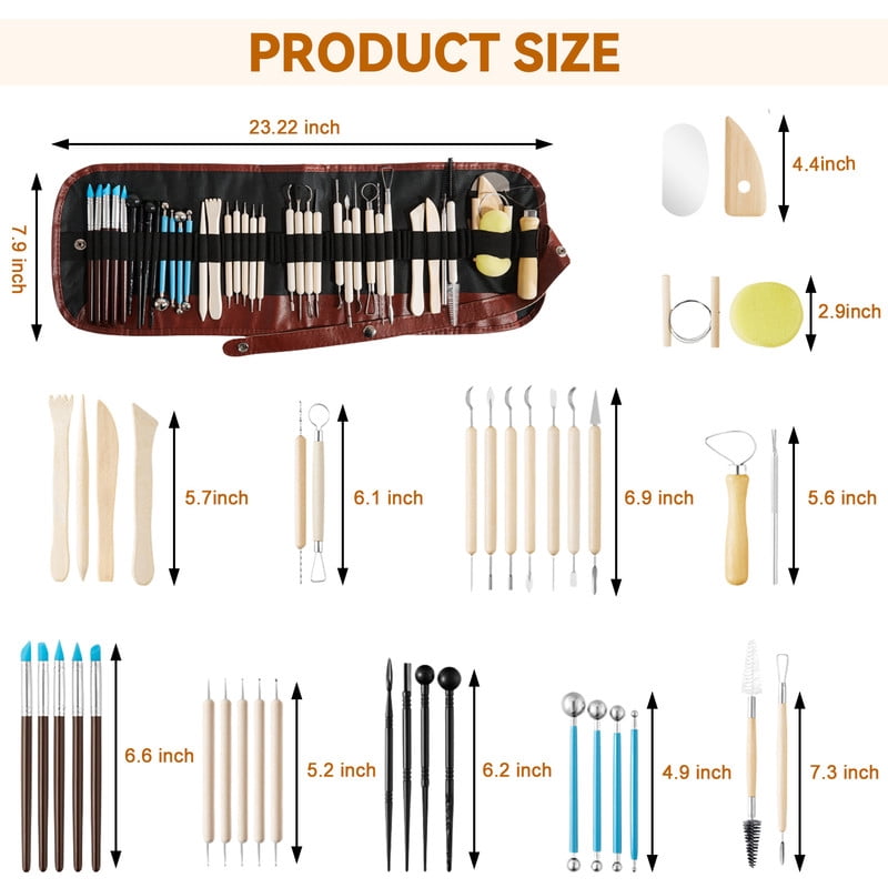 Clay Tools 40PCS Pottery Tools Clay Sculpting Tools Polymer Clay Tools Kit Ceramic Tools for DIY Handcraft Modeling Clay Carving Tools Set