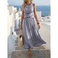 thumbnail image 3 of Women Dusty Purple Casual Sleeveless Maxi Dress, Criss-Cross Waist Design, 3 of 4