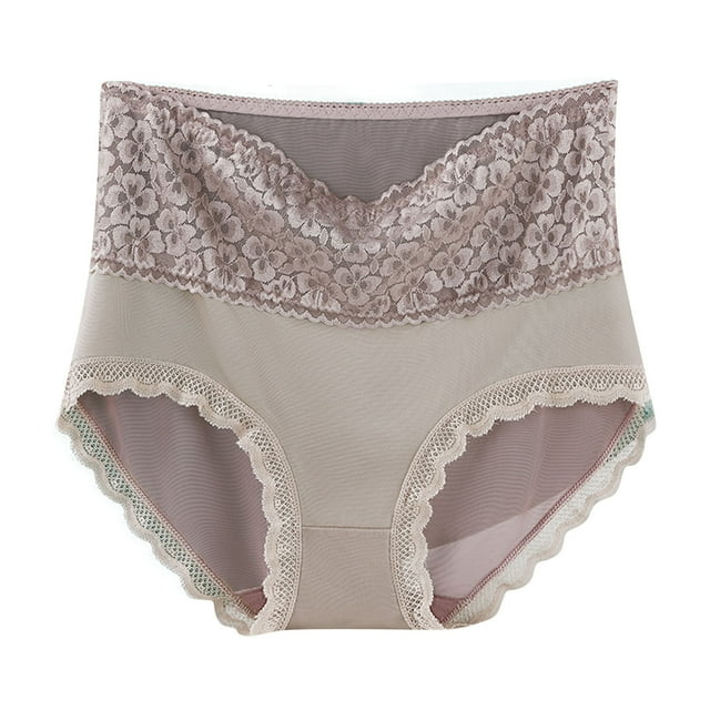 AherBiu Panties for Women High Waisted Lace Fringe Breathable Underwear Full Coverage Stretch Compression Ladies Briefs