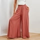 thumbnail image 5 of Pantalones largos de cintura elástica con bolsillo de botones informales sólidos de verano a la moda para mujer Fridja  alkflakhf34111, 5 of 9