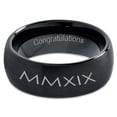 thumbnail image 2 of Tungsten Congrats Grad Class Of 2019 Roman Numerals Engraved Band Ring 8mm Men Women Comfort Fit Black Dome Brushed Polished, 2 of 4