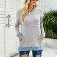 thumbnail image 2 of Fall Sweatshirts for Women Crew Neck Long Sleeve Sweaters Comfy Tunic Tops Pullovers Color Block Elegant Pockets Blouse, 2 of 5