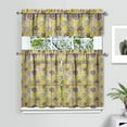 thumbnail image 2 of Boho Sunflower Kitchen Curtains Set - 3 PC Floral Tier & Valance, Rustic Farmhouse Window Treatment, Yellow Retro Sunflower Graphic, Rod Pocket Short Curtains, 2 of 5