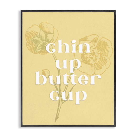 Stupell Industries Floral Chin Up Phrase Plants & Flowers Painting Black Framed Art Print Wall Art, 11 x 14