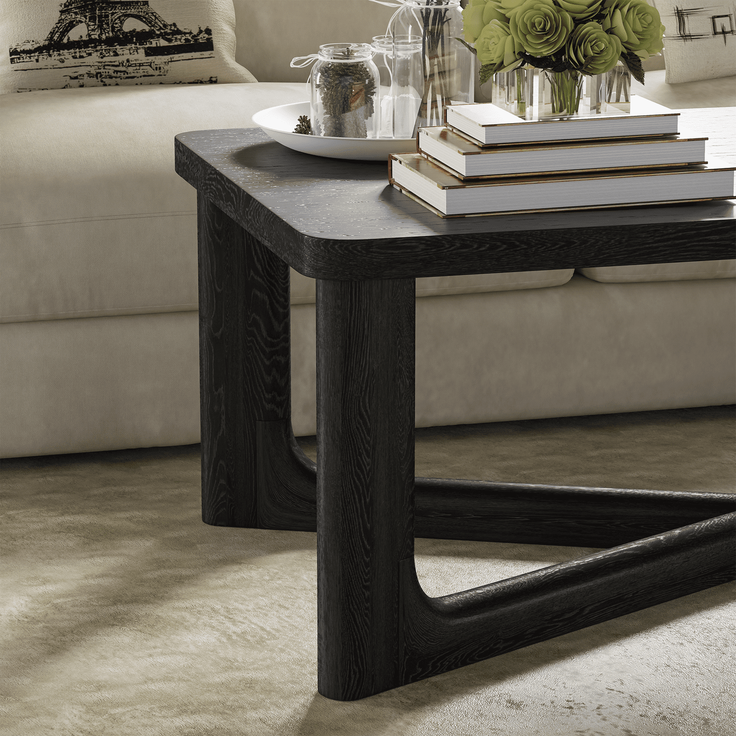 50"x26"x18" Modern Rectangle Wood Coffee Table for Livingroom,Black