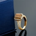 thumbnail image 4 of Gem Stone King 18K Yellow Gold Plated Silver Emerald Cut Brown Tiger Eye Women Ring (2.78 Cttw, Gemstone Birthstone, Available in Size 5, 6, 7, 8, 9), 4 of 5