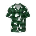 thumbnail image 3 of Cauagu Christmas tree green plaid Men's Short Sleeve Button Down Hawaiian Shirt for Men Bowling Shirts Casual Summer Beach Shirt,X-Large, 3 of 6