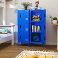 thumbnail image 7 of Gaeanet 3 Door Metal Storage Locker with Lock,Steel Locker with Name Card Holder and Hooks for School, Home, Office,Gym,Garage,Playroom, Assembly Required, Blue,15.75"D x 15.75"W x 47.3"H, 7 of 7