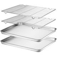 thumbnail image 1 of Baking Sheet & Rack Set [2 Sheets + 2 Racks], 18/0 Stainless Steel Cookie Pan with Cooling Rack, Size 16 x 12 x 1 Inch, Non Toxic & Heavy Duty & Easy Clean, 1 of 7