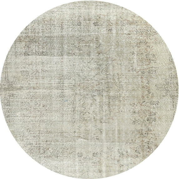 Ahgly Company Machine Washable Indoor Round Contemporary White Gold Area Rugs, 6' Round