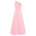 thumbnail image 4 of TiaoBug Girls' Sleeveless One Shoulder Rhinestone Satin Long Dress for Wedding Party Pageant Gown Pink 16, 4 of 5