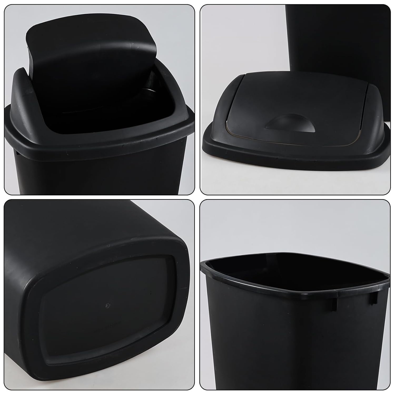 4-pack Uumitty 13 Gallon Plastic Swing Top Kitchen Garbage Can - Handles - 4 Pack, Black — Residential Use, Standard Application