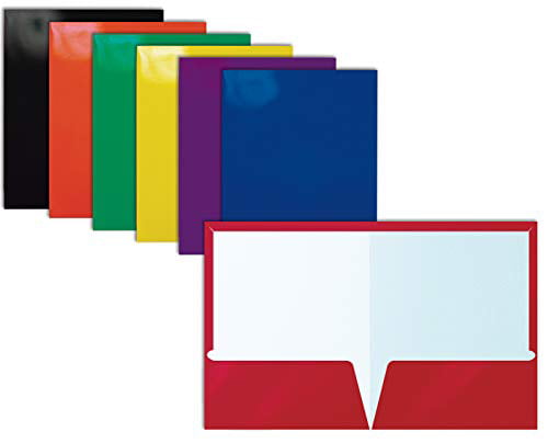 Letter Size Assorted Colors Two-Pocket Folders 25 per Box