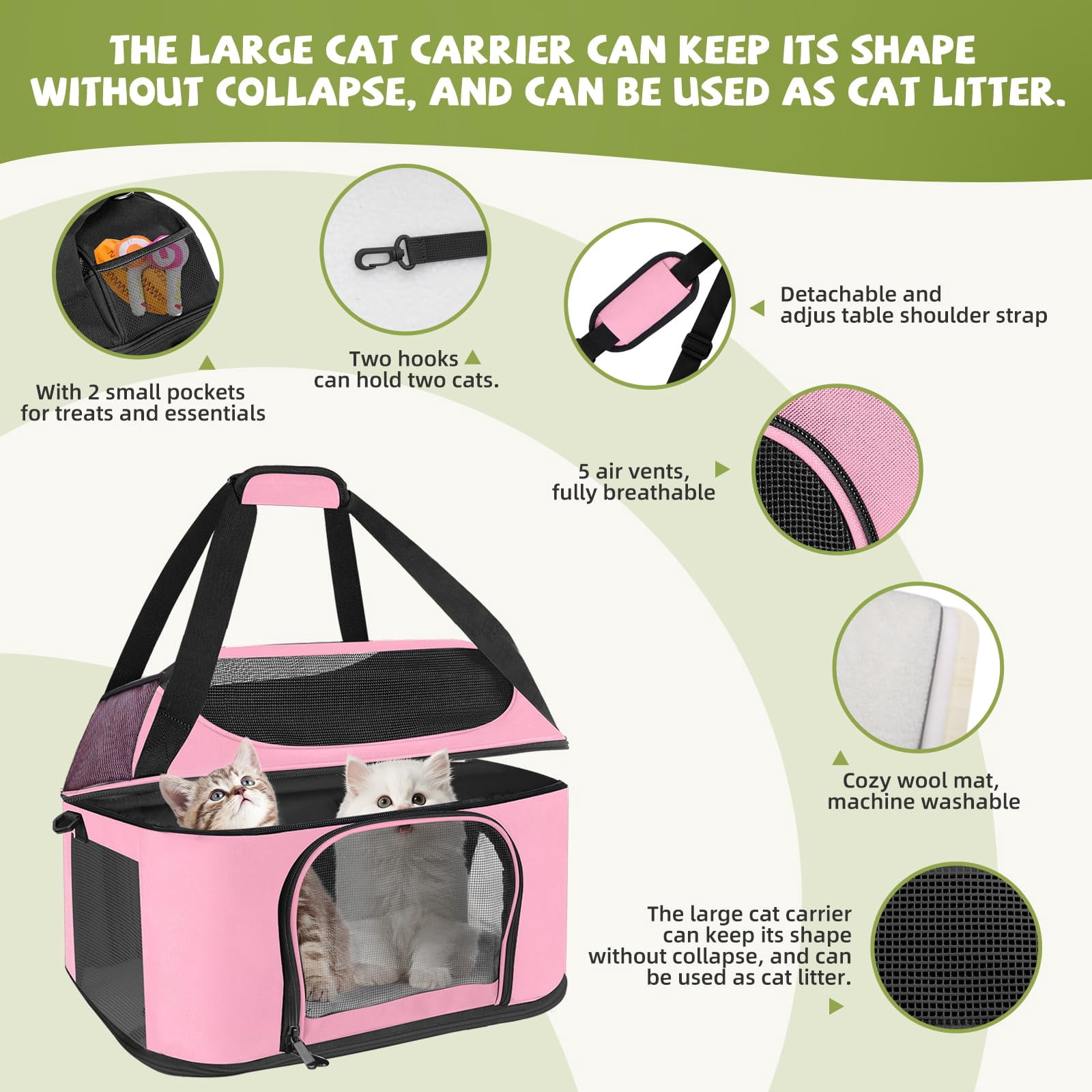 Premium Cat Carrier for Pets Up to 20 Lbs, Cat Travel Bag Soft-Sided Backpack Pet Carriers with Padded Shoulder Strap, Dog Carrier for Small Dogs Puppy Carry Airline Approved
