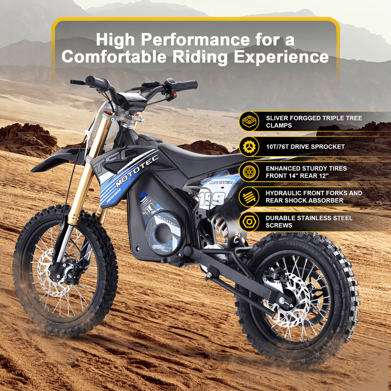MotoTec Pro Electric Dirt Bike 48v 1500w Lithium for Teens