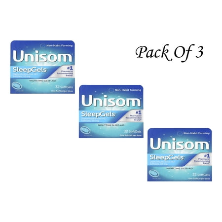Unisom, SleepGels, Nighttime Sleep-Aid, 50 mg, 32 Soft Gels (Pack Of 3)