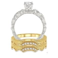 thumbnail image 3 of 1.00 Carat Vintage Trio Bridal Set Engagement Ring with Princess Diamond in 10k White and Yellow Gold, 3 of 3