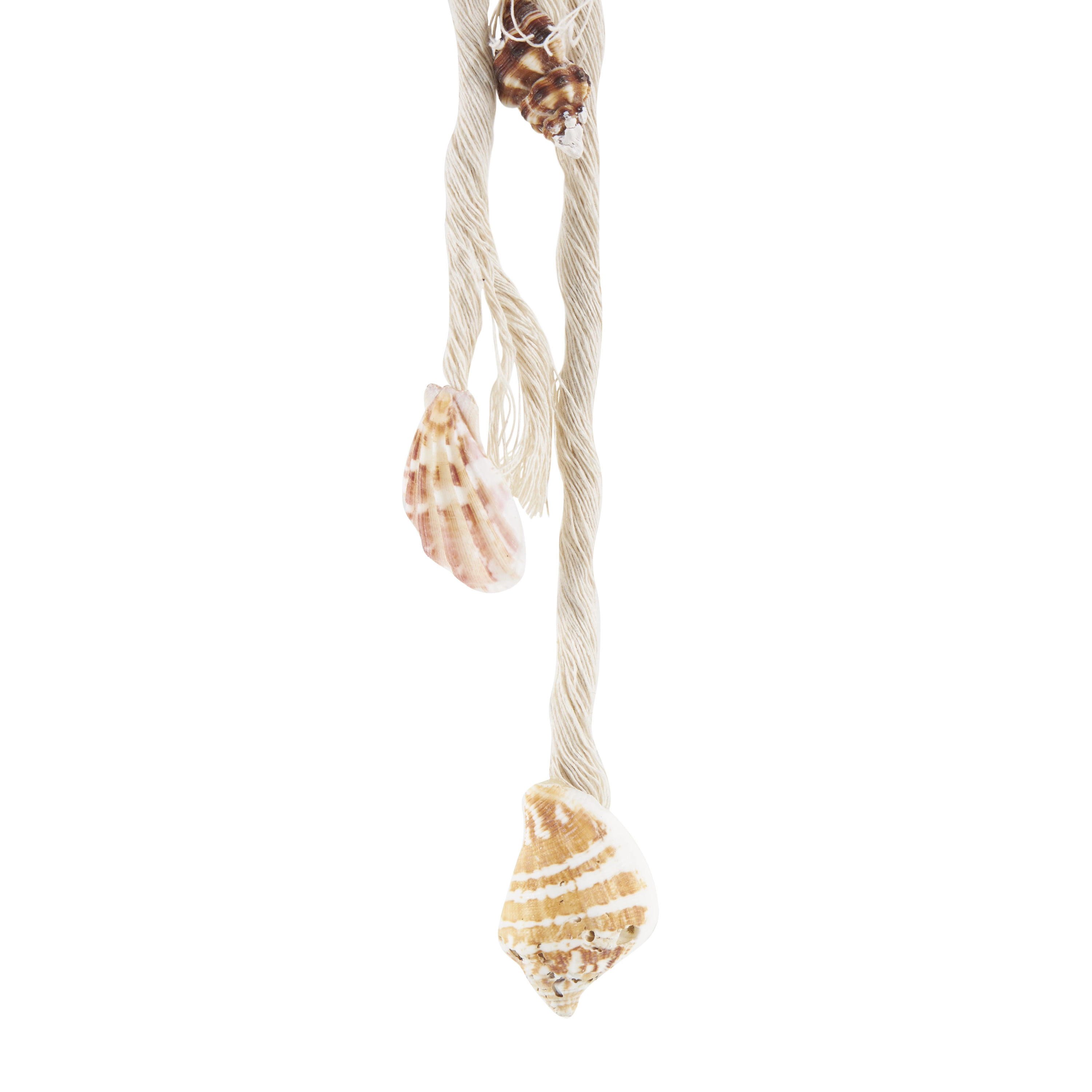 DecMode Cream Resin Handmade Layered Starfish Wall Decor with White Hanging Rope and Seashell Accents