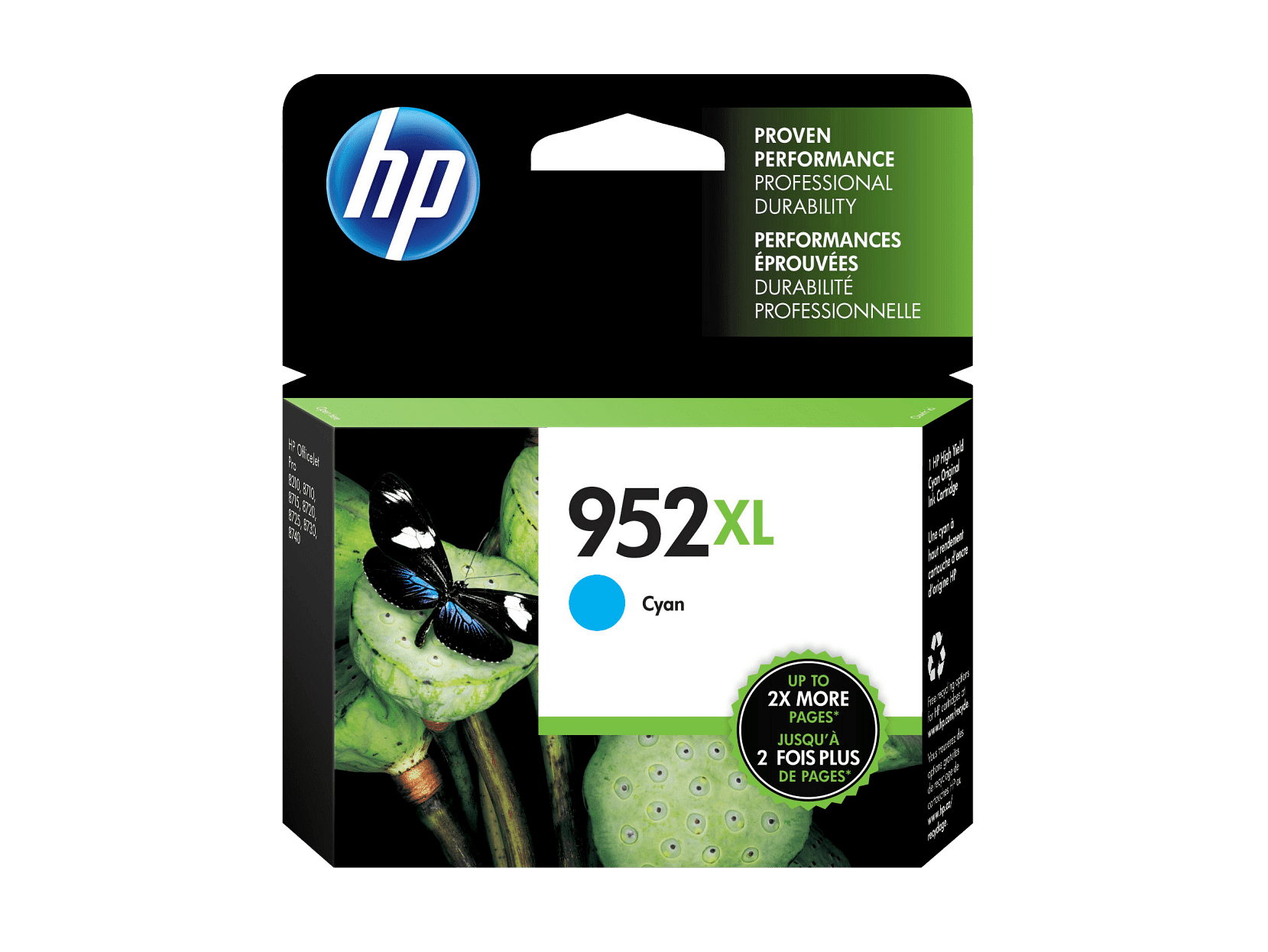 HP 952XL High Yield Cyan Original Ink Cartridge, ~1,450 pages, L0S61AN#140